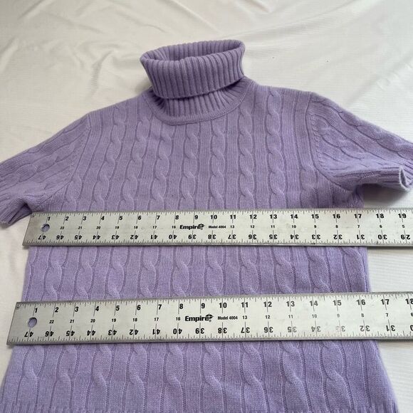 Lord & Taylor Cashmere Purple Lilac Short Sleeve Turtleneck Sweater Size Small - Picture 3 of 5